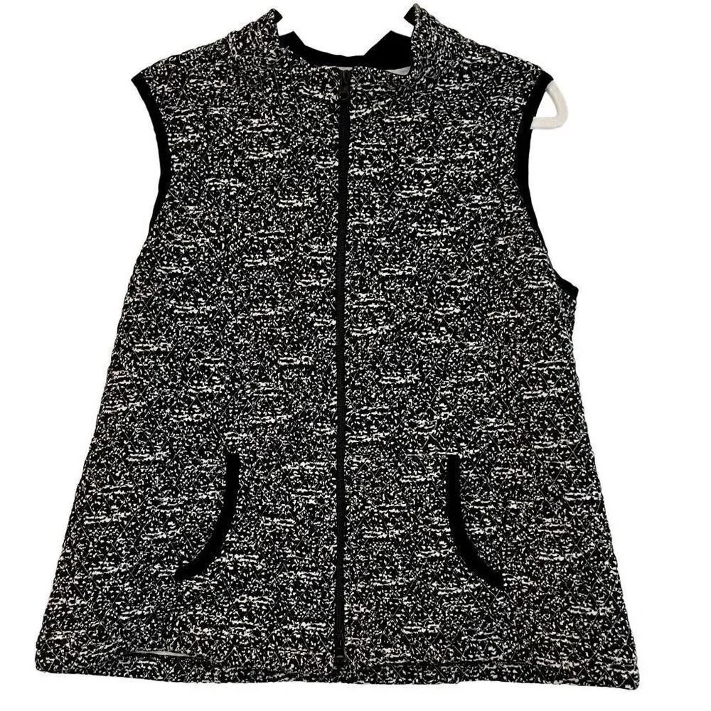 NWT A La Carte Black White Quilted Zip Up Vest Medium